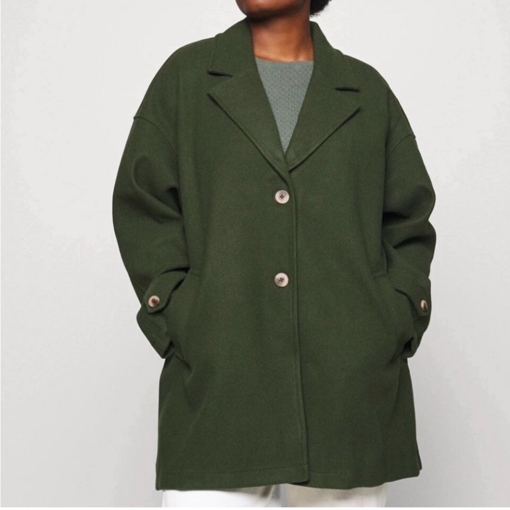 Noisy May Dark Green Oversized Pea Coat ~ NWT